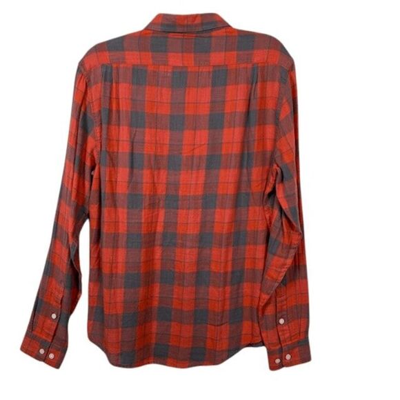 The Normal Brand Men's Button Up Shirt Orange Gray Plaid Light Cotton Medium - Picture 3 of 9